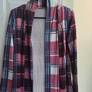 Plaid Open Front Cardigan